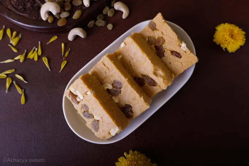 Acharya Sweet House Cashew Raisin Burfi